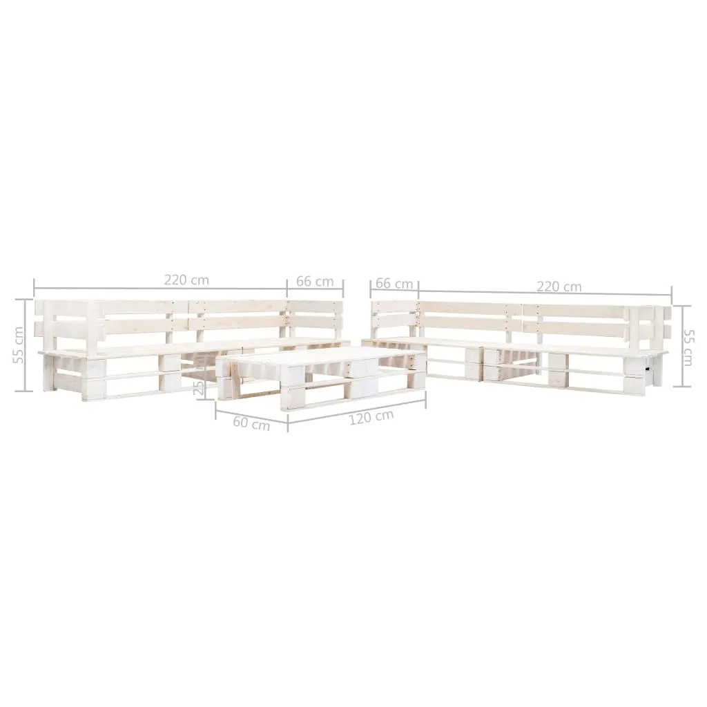 6 Piece Garden Pallet Lounge Set Wood White