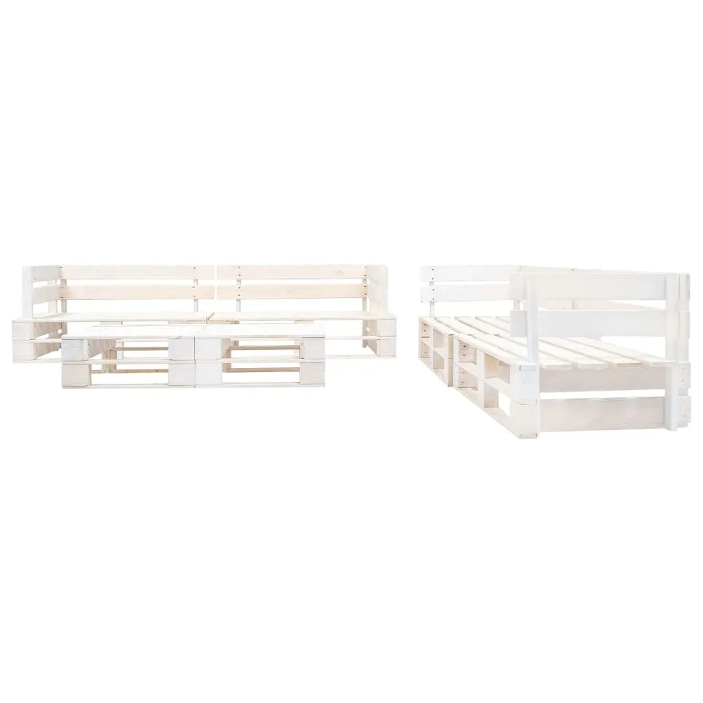 6 Piece Garden Pallet Lounge Set Wood White