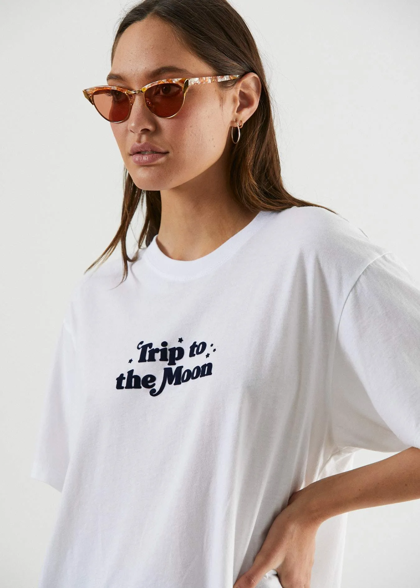 Afends Womens Trip To The Moon - Oversized Tee - White