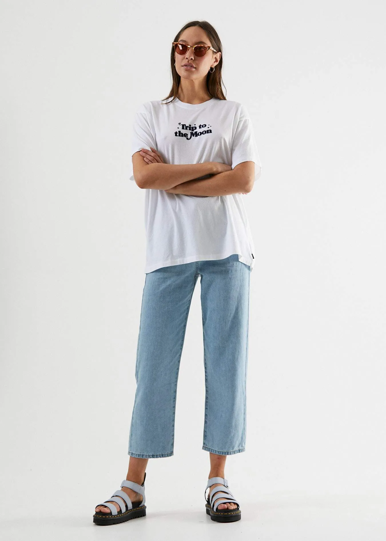 Afends Womens Trip To The Moon - Oversized Tee - White