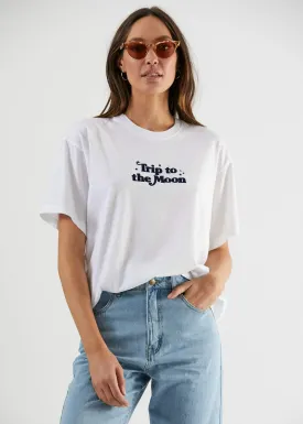 Afends Womens Trip To The Moon - Oversized Tee - White