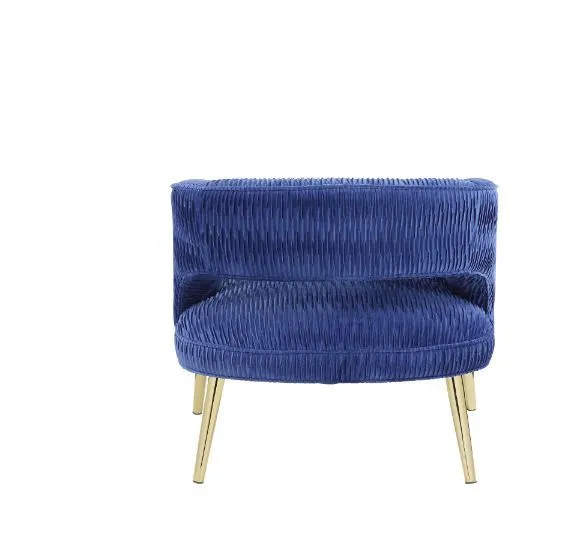 Aistil - Accent Chair - Blue Velvet & Gold Finish
