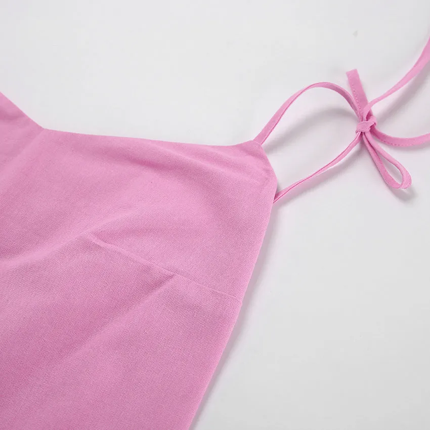 Amozae homecoming dresses Style Summer 2024 Sexy Strap Cotton Linen Pink Short Nightdress Soft Home Wear Women Can Wear outside Fashion