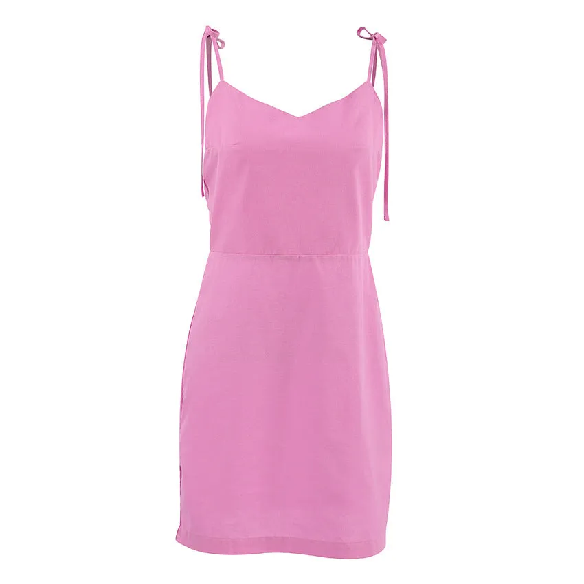 Amozae homecoming dresses Style Summer 2024 Sexy Strap Cotton Linen Pink Short Nightdress Soft Home Wear Women Can Wear outside Fashion
