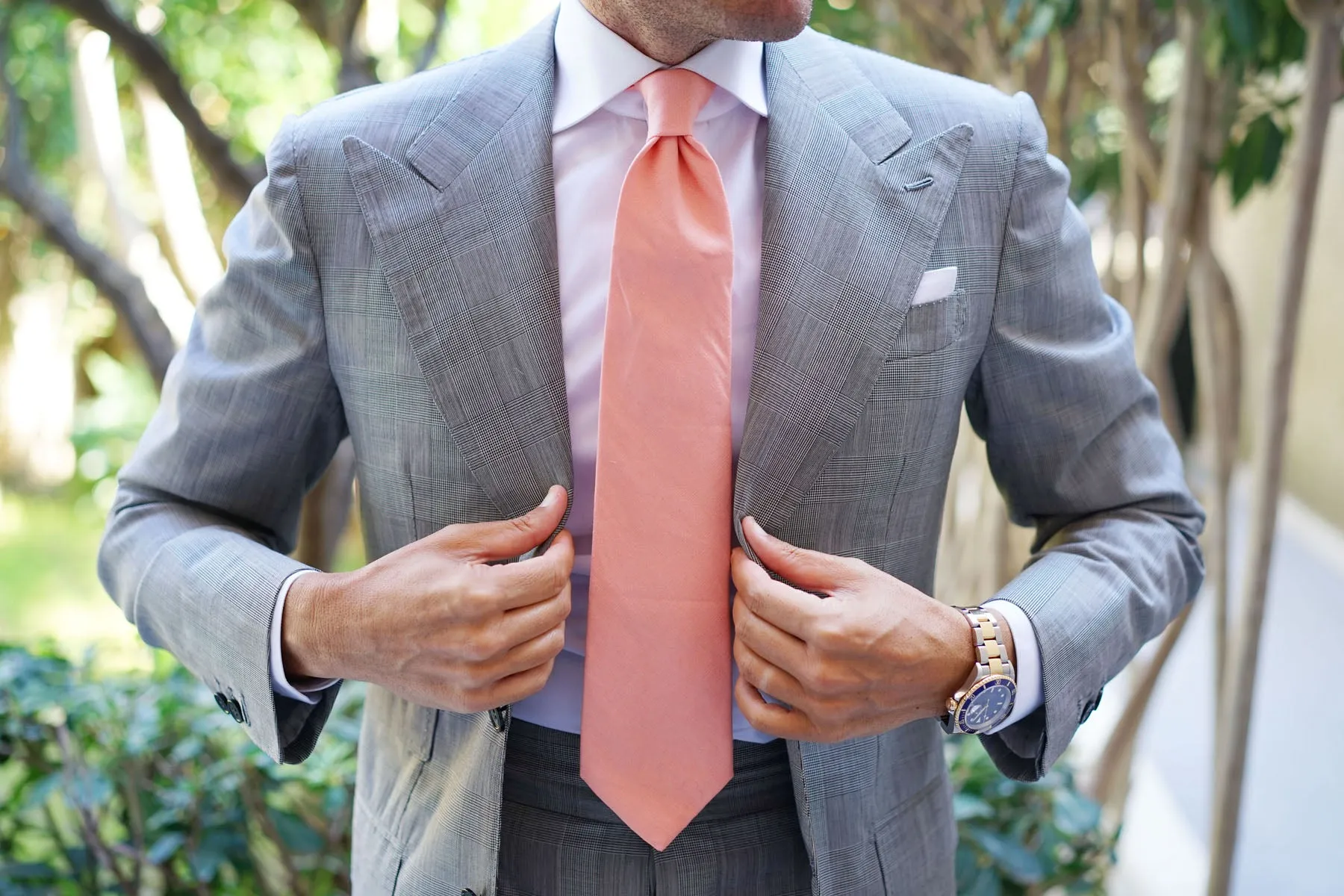 Apricot Peach Slub Linen Necktie