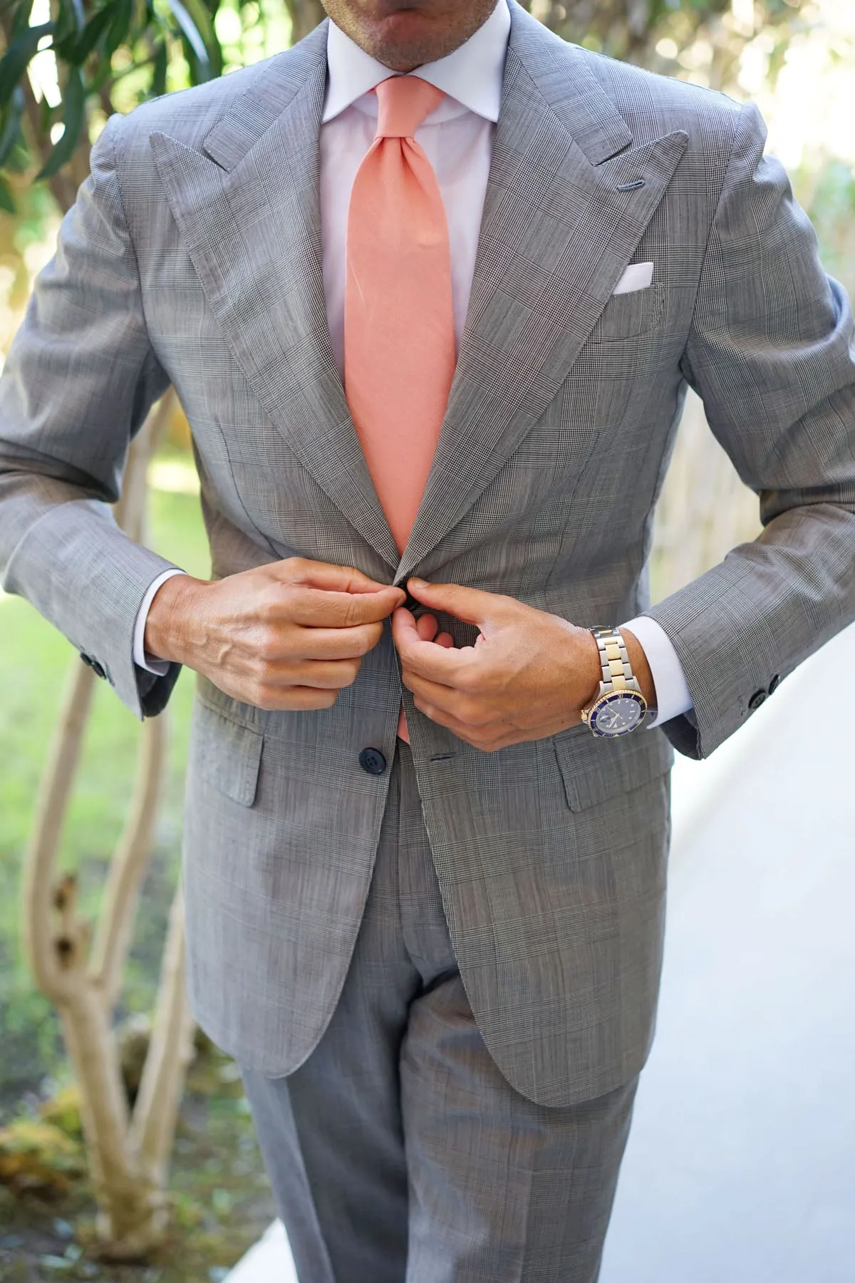 Apricot Peach Slub Linen Necktie