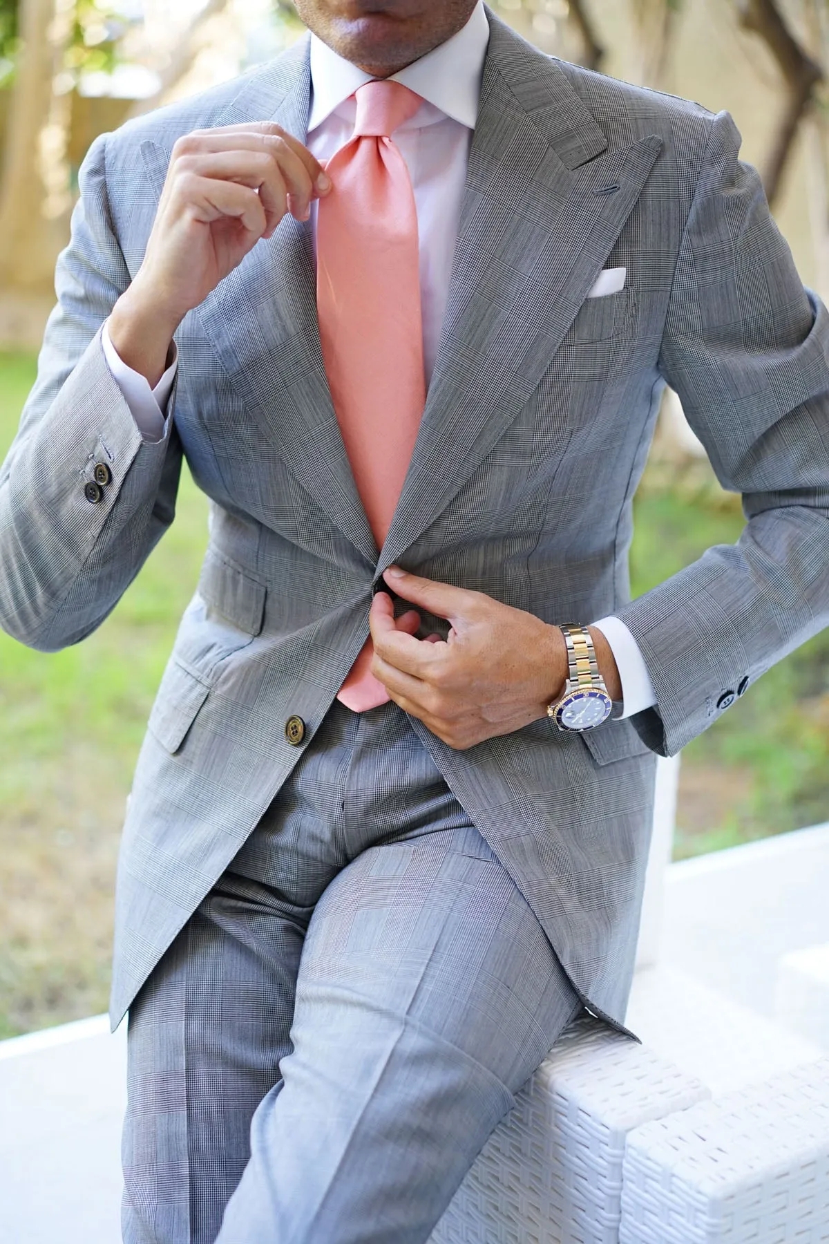 Apricot Peach Slub Linen Necktie