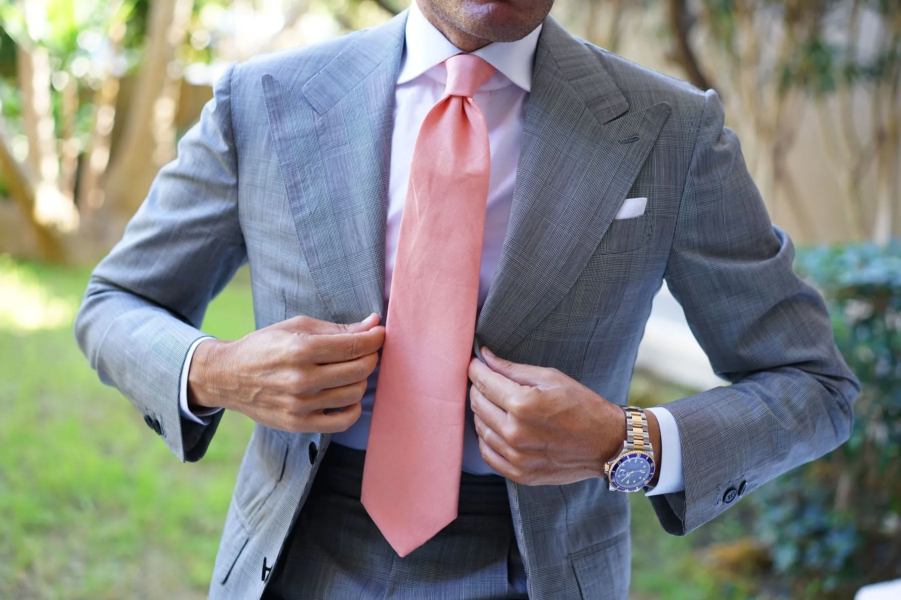Apricot Peach Slub Linen Necktie