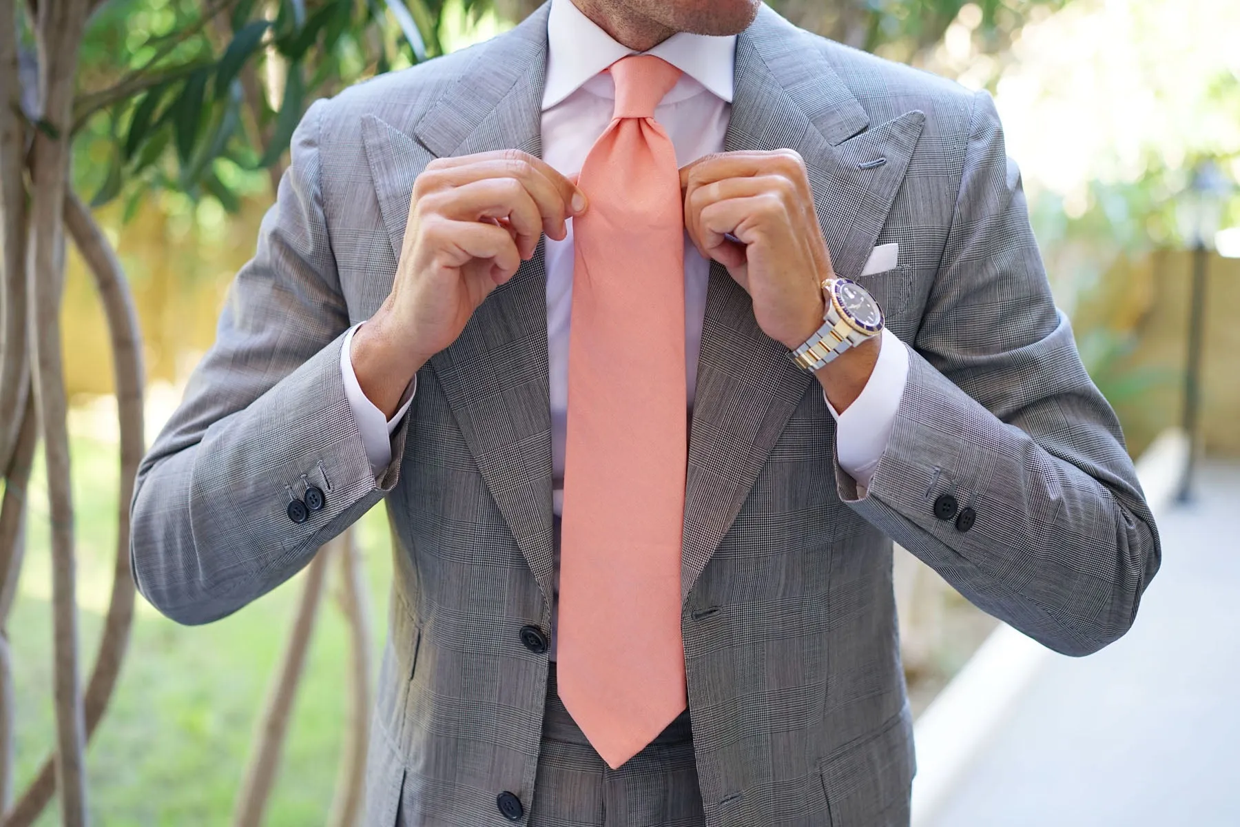 Apricot Peach Slub Linen Necktie