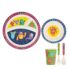 Bamboo 5 Piece Eco Eating Set - Monsters