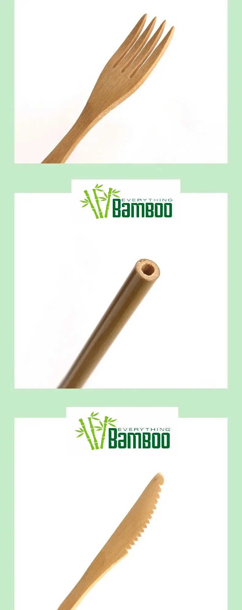 Bamboo Cutlery Fork Knife Spoon Chopstick Straw Set Dinnerware Utensils Picnic Set Eco Portable Reusable BUT06