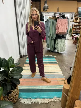 Bamboo Pyjama Set in Burgundy