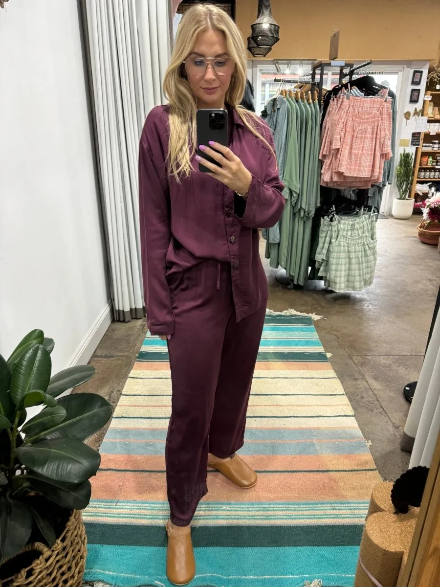 Bamboo Pyjama Set in Burgundy