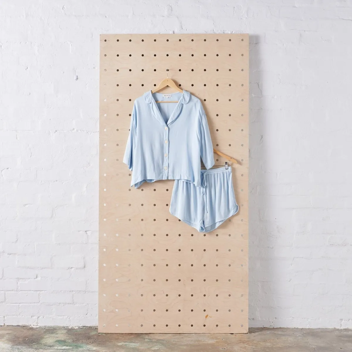 Bamboo Pyjamas - Crop Button Up   Short PJ Set in Baby Blue
