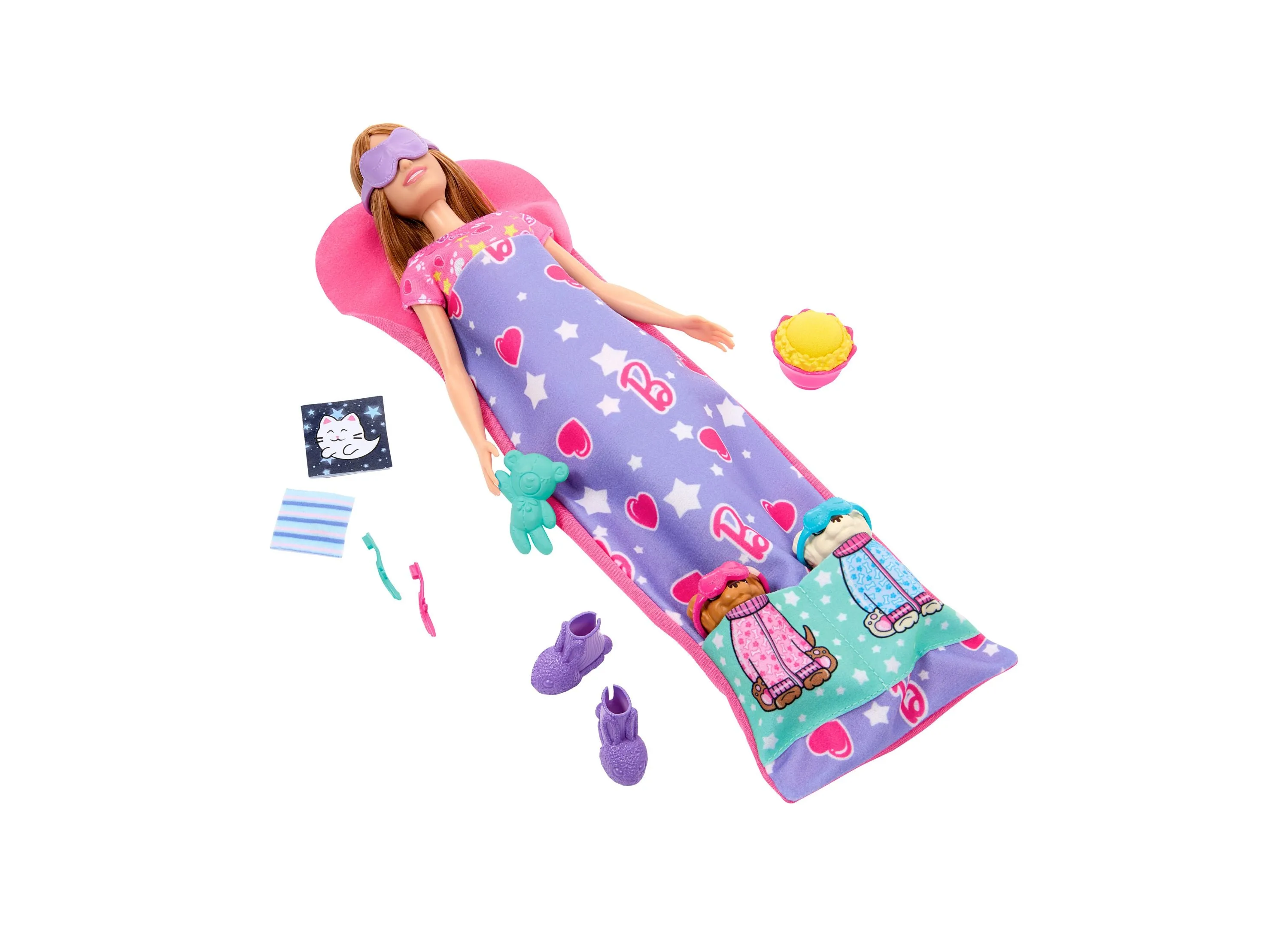 Barbie Doll Puppy Slumber Party Playset with 2 Toy Dog Figures, 10  Accessories, Color-Change