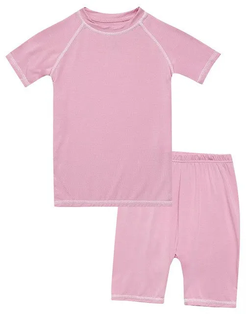 Berry Pink Bamboo Stitch Short Sleeve Pajamas