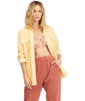 Billabong So Stoked Oversized Cord Button Up - Buttermilk