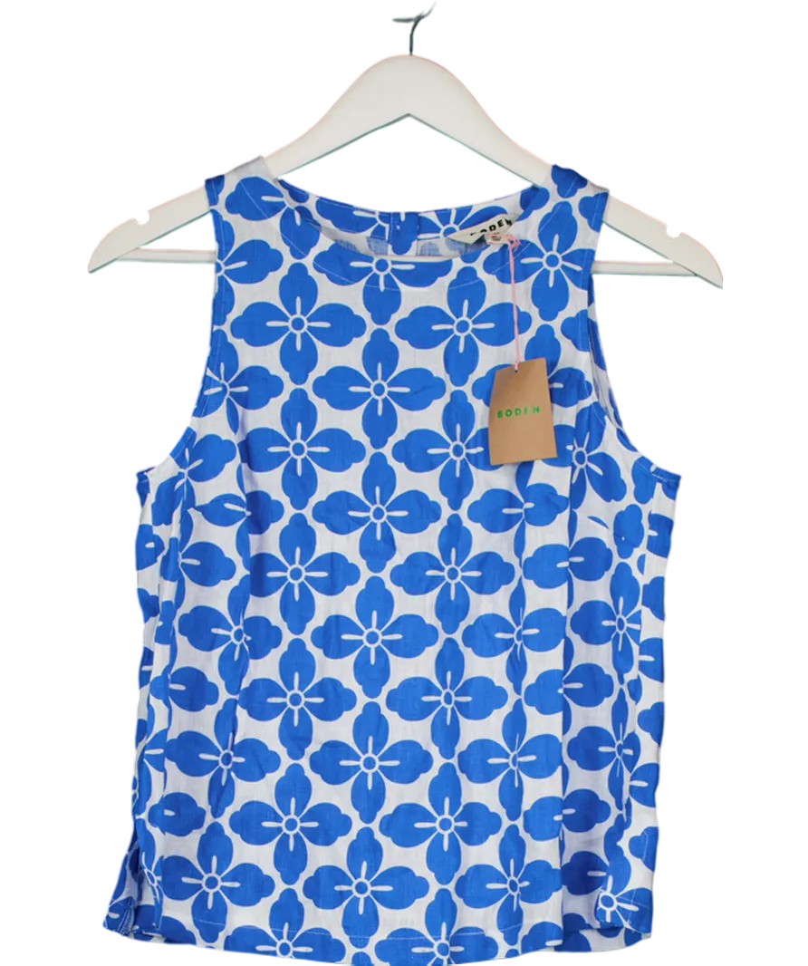 boden Blue Linen Sleeveless Shell Top UK 8