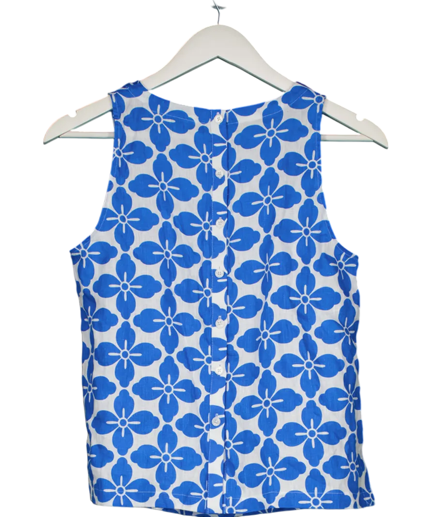boden Blue Linen Sleeveless Shell Top UK 8