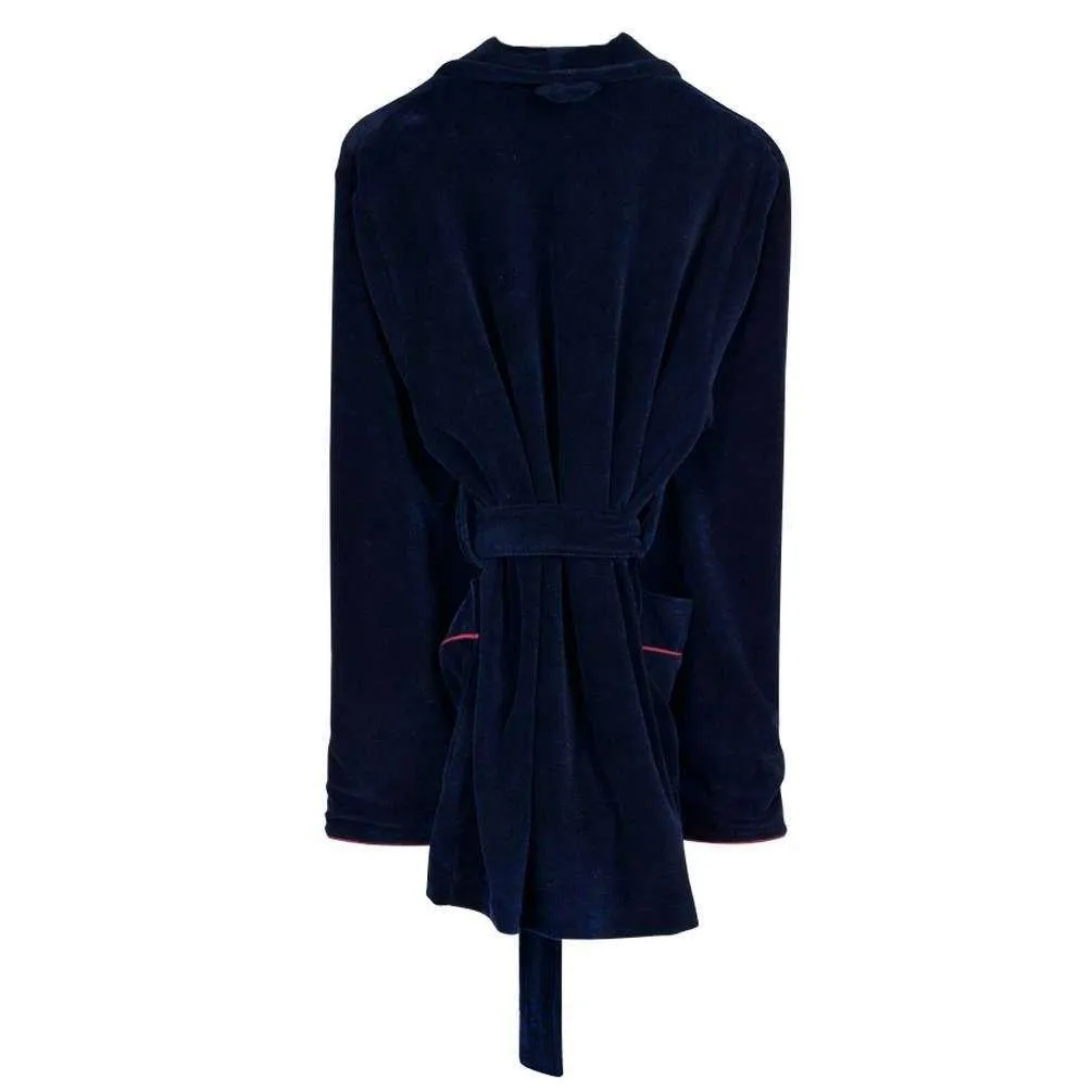 Bown of London Rockefeller Short Velvet Smoking Jacket - Navy/Burgundy