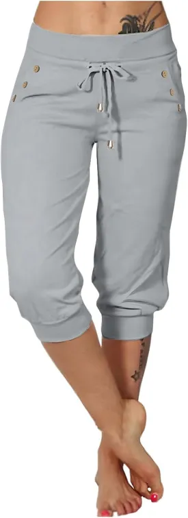Capri Pants for Women High Waisted Drawstring Joggers Stretch Lightweight Casual Hiking Pant Capri with Pockets