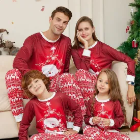Christmas Cute Family Pajamas Set Snowman Cartoon Pattern