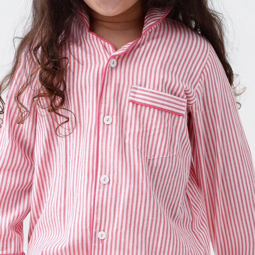 Classic Pink Stripes Pyjama Set