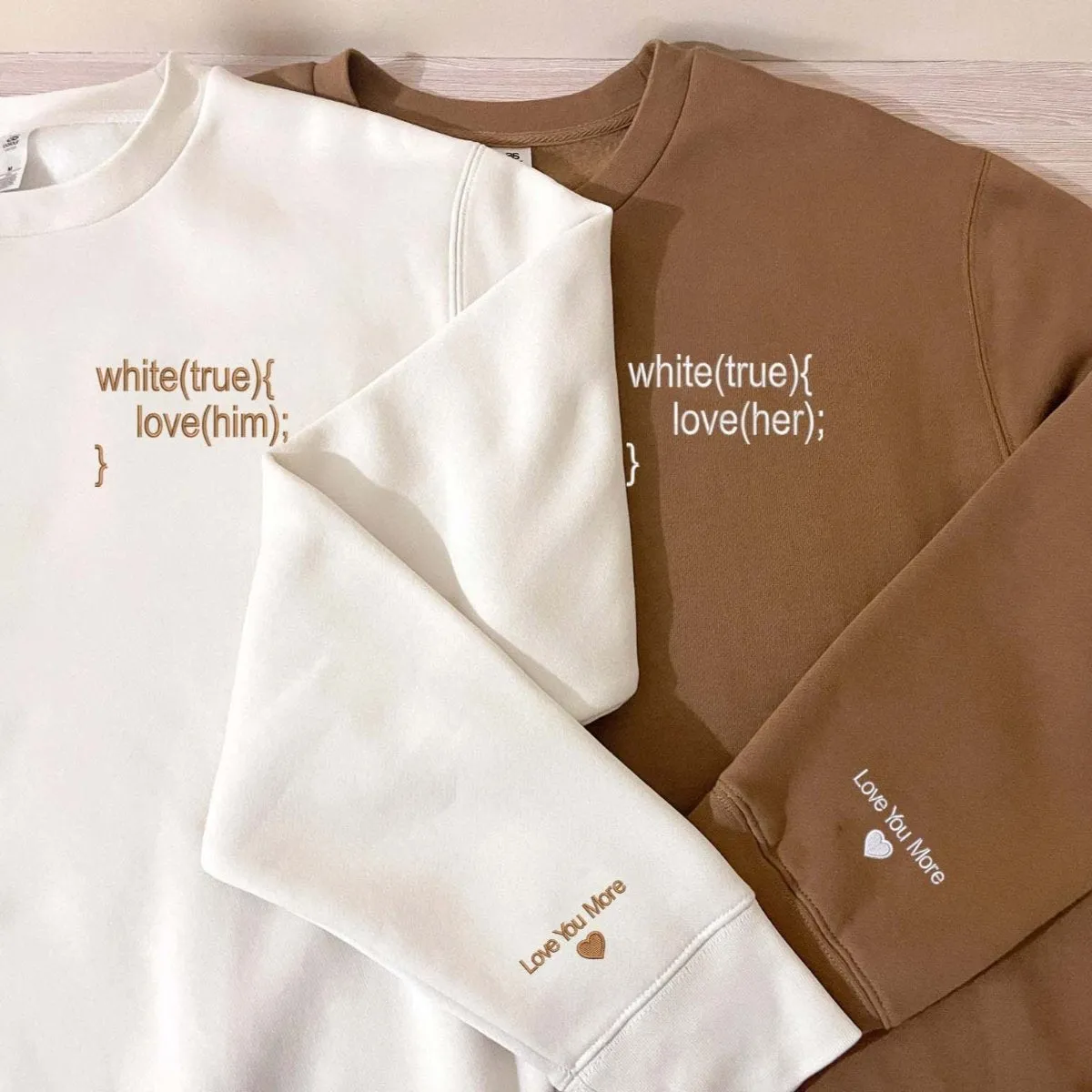 Coding Love Program Sweatshirt / Hoodie with Custom Embroidered on Sleeve