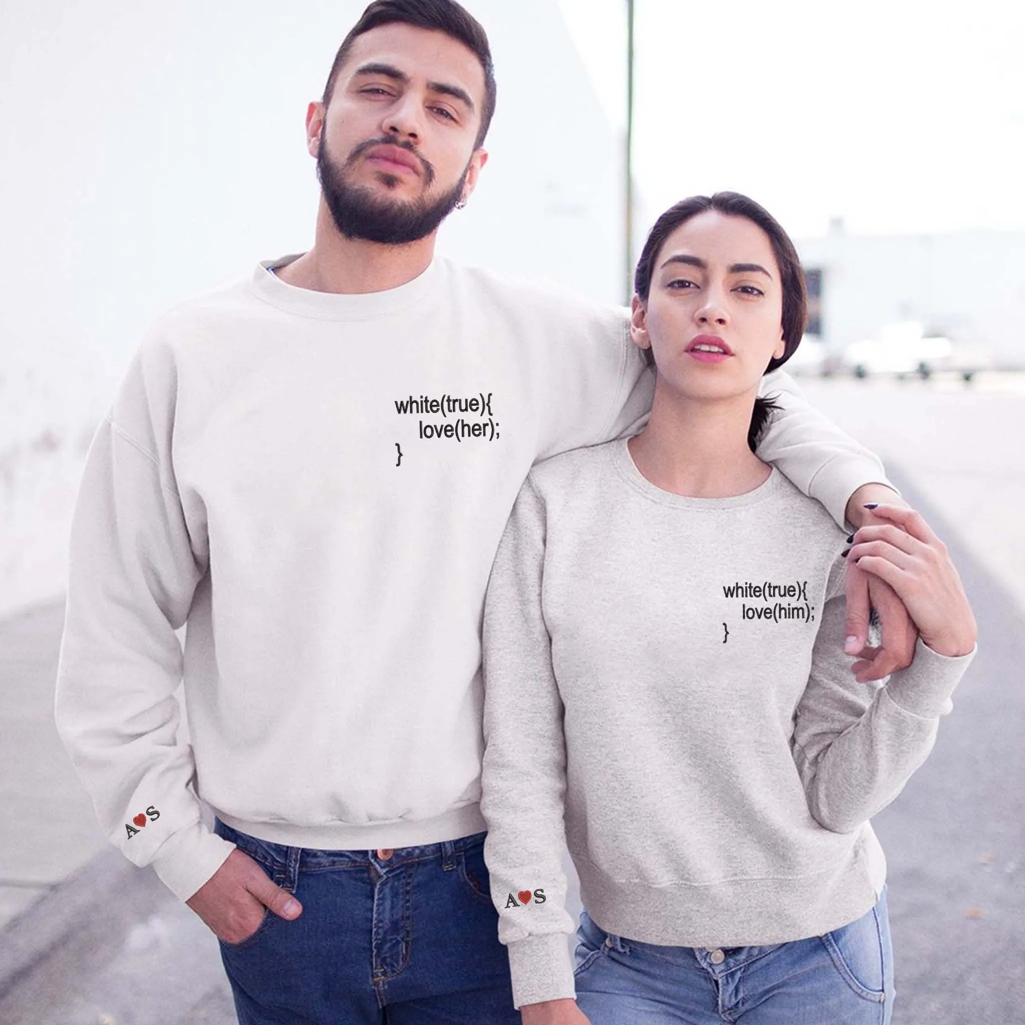 Coding Love Program Sweatshirt / Hoodie with Custom Embroidered on Sleeve