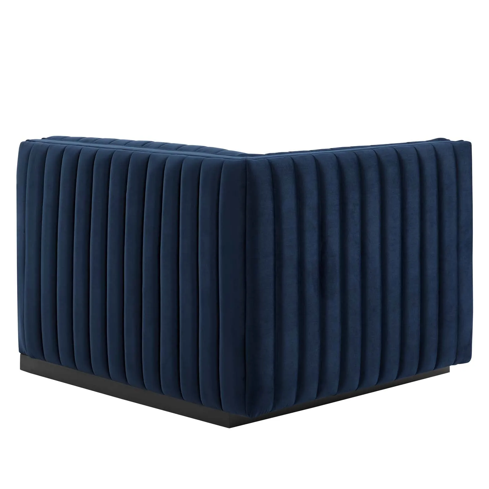 Conjure Channel Tufted Performance Velvet Left-Arm Chair Black Midnight Blue EEI-5490-BLK-MID