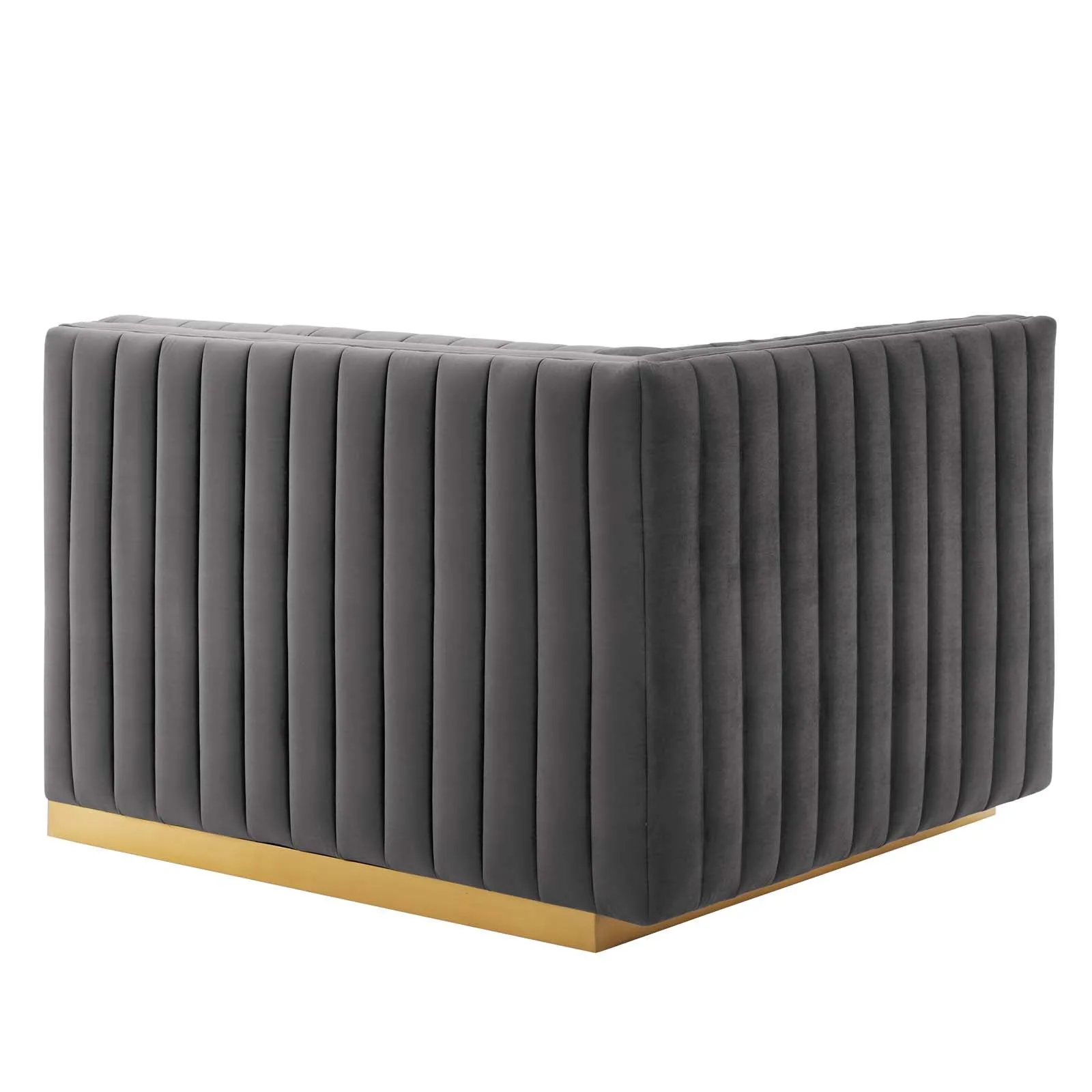 Conjure Channel Tufted Performance Velvet Left-Arm Chair Gold Gray EEI-5502-GLD-GRY