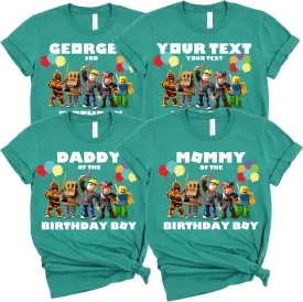Custom Birthday Matching Shirts, Personalized Family Birthday T-Shirt, Robux Characters Video Games Birthday Customize Shirt