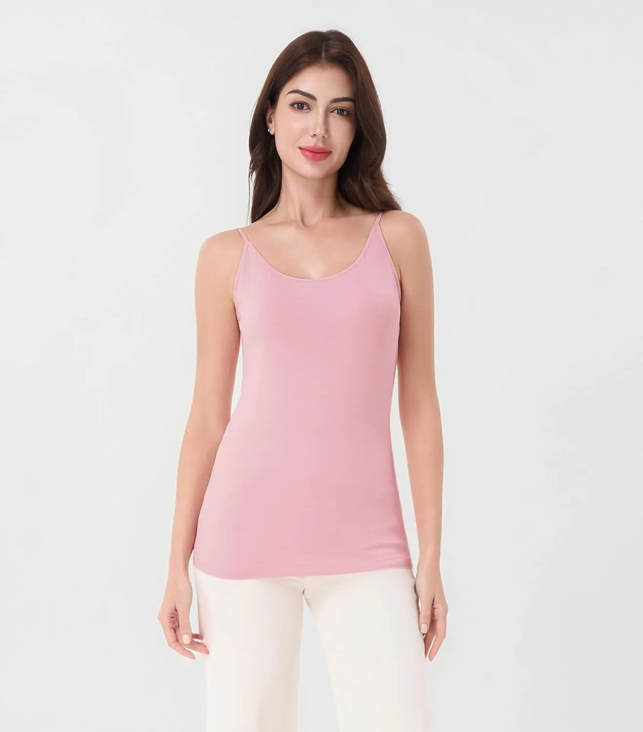 DAVID ARCHY Women's Bamboo Rayon Camisoles 3 Pack - Non-Slip Tank Tops, Wrinkle-Free Undershirts