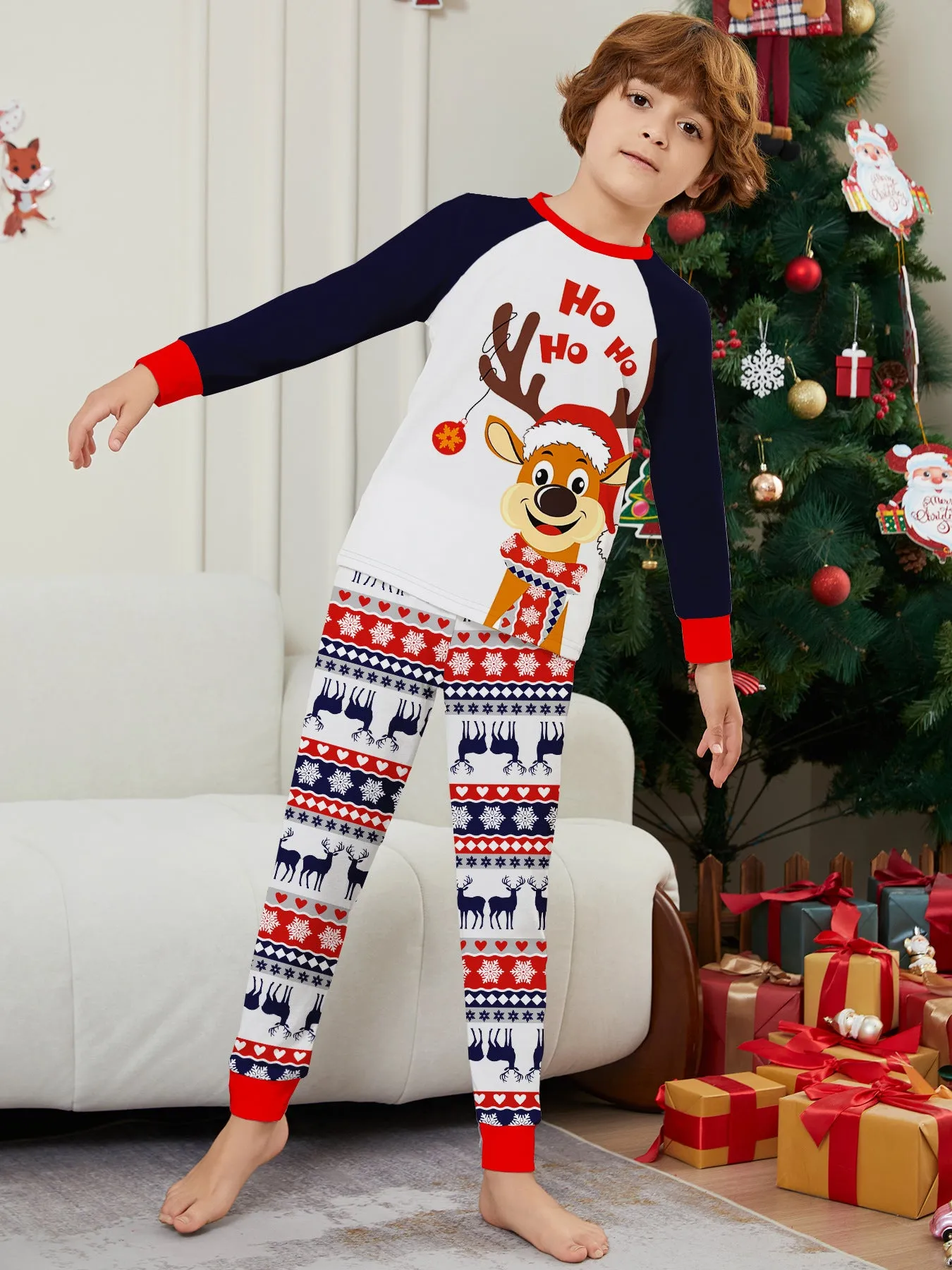 Family Christmas Pajama Matching Set with Moose Monogramming