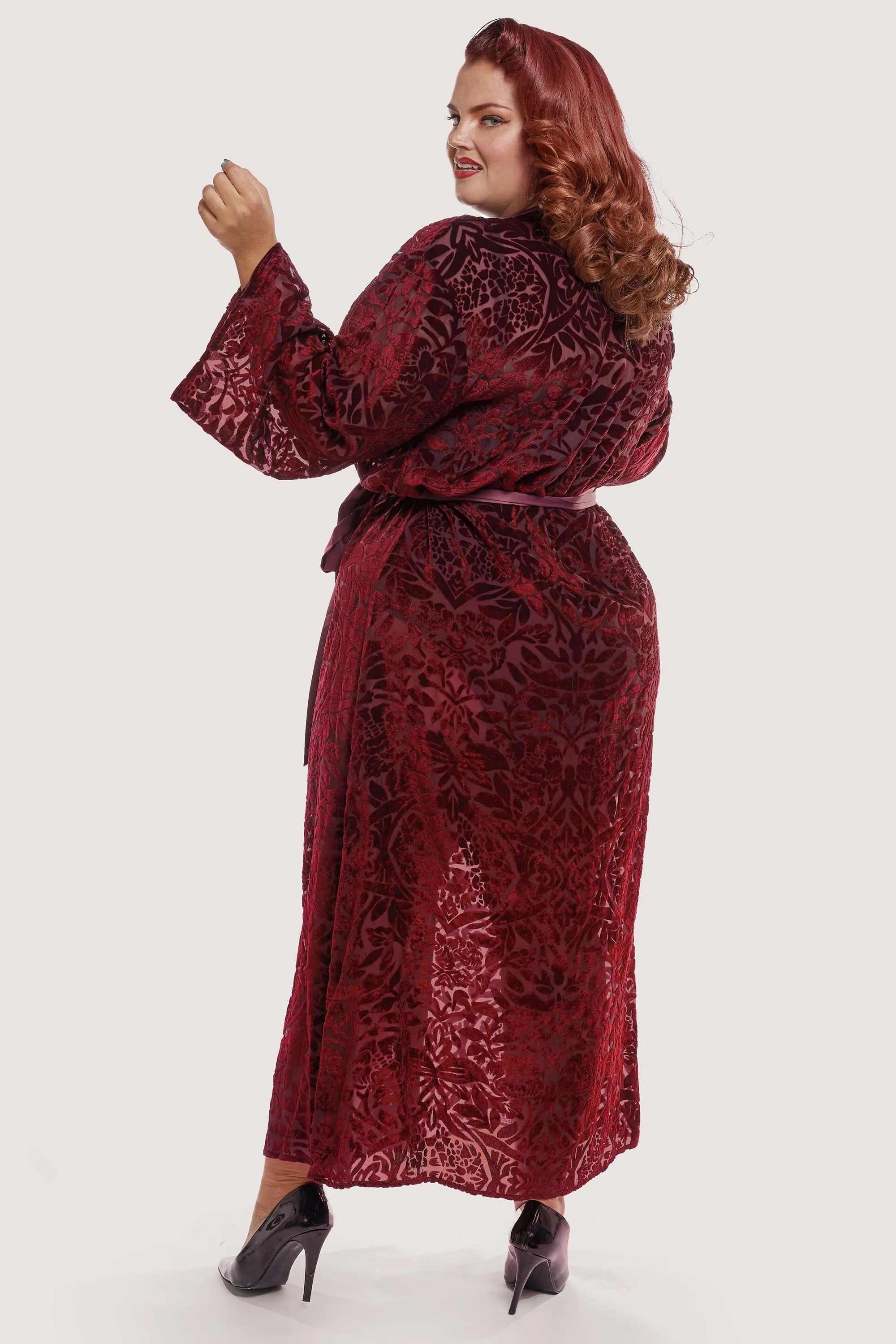 FFFB Wine Devore Gown Curve