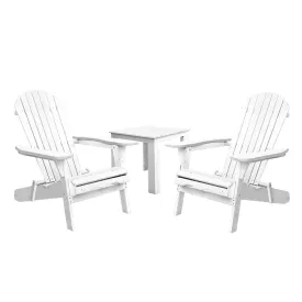 Gardeon 3PC Adirondack Outdoor Table and Chairs Wooden Foldable Beach Chair White
