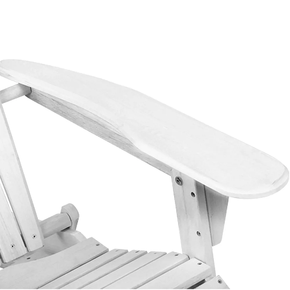 Gardeon 3PC Adirondack Outdoor Table and Chairs Wooden Foldable Beach Chair White