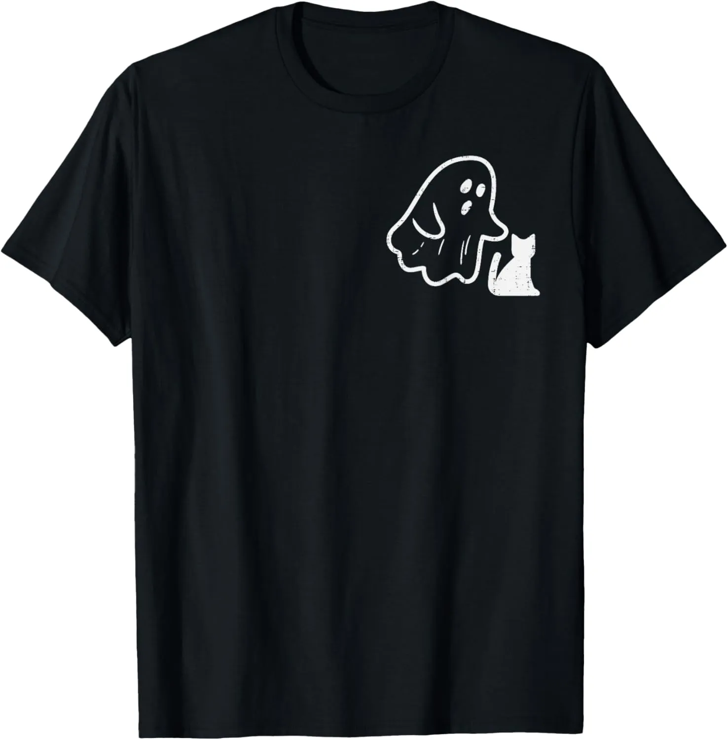 Ghost Cat Pocket Funny Halloween Costume Men Women Kids T-Shirt