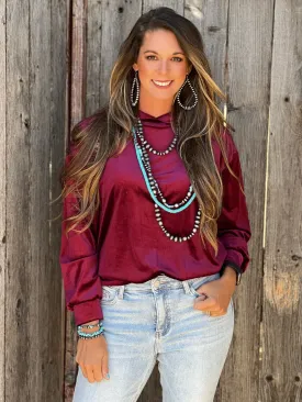 Gianni Wine Velvet Hoodie by Texas True Threads