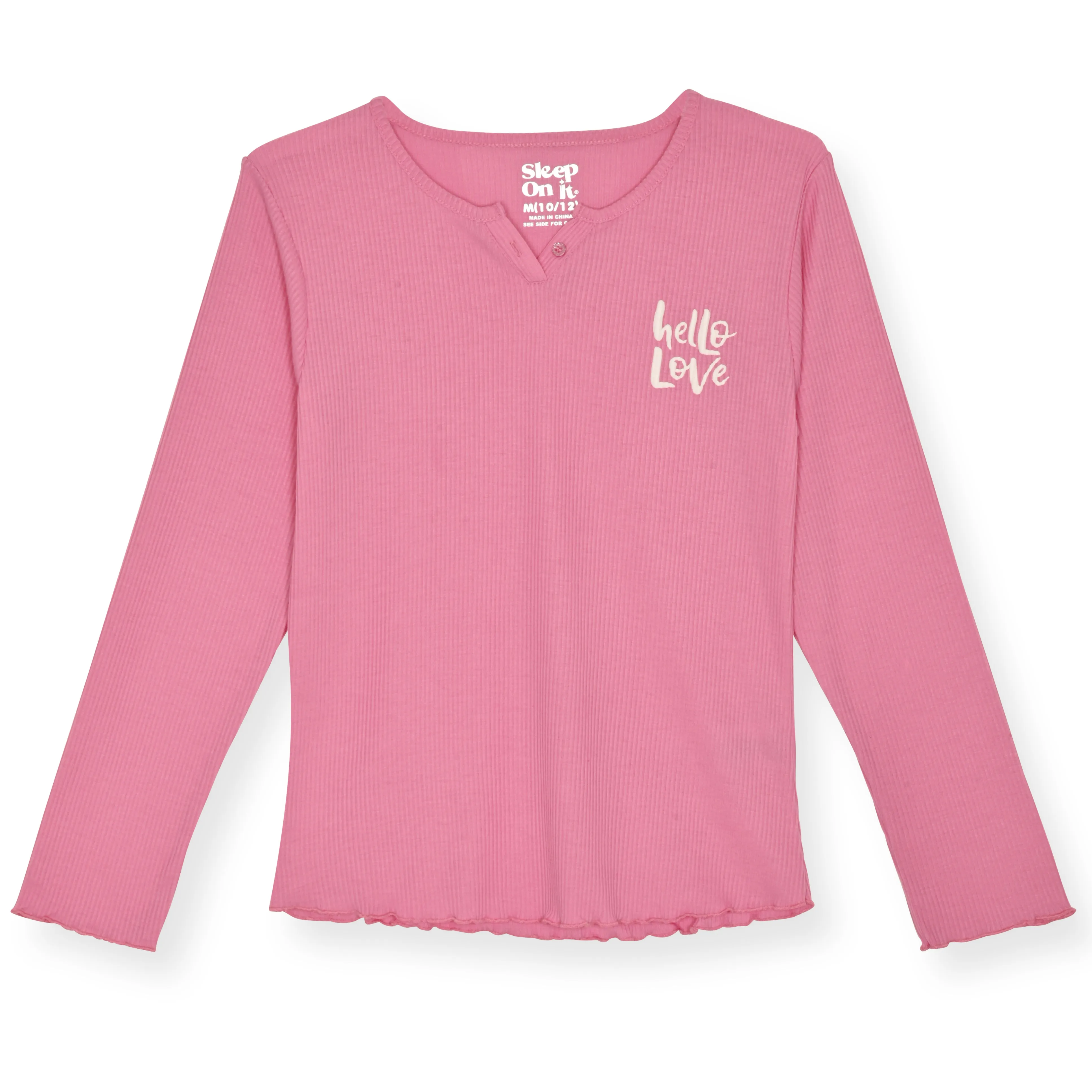 Girls 2-Piece Fleece Pajama Sets- Hello Love, Pink & Blue Pajama Set for Girls
