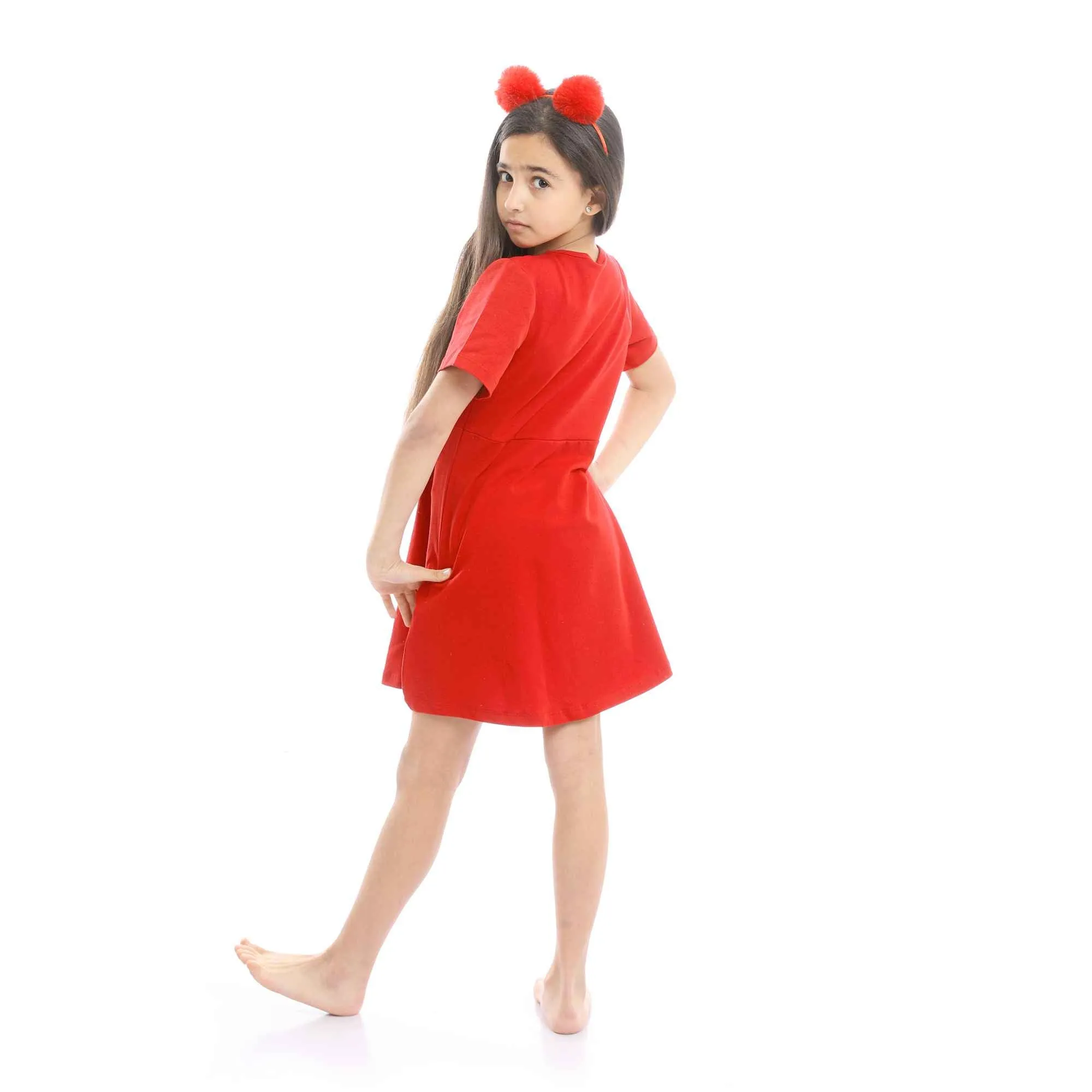 Girls Printed More Love Slip On Nightgown - Red