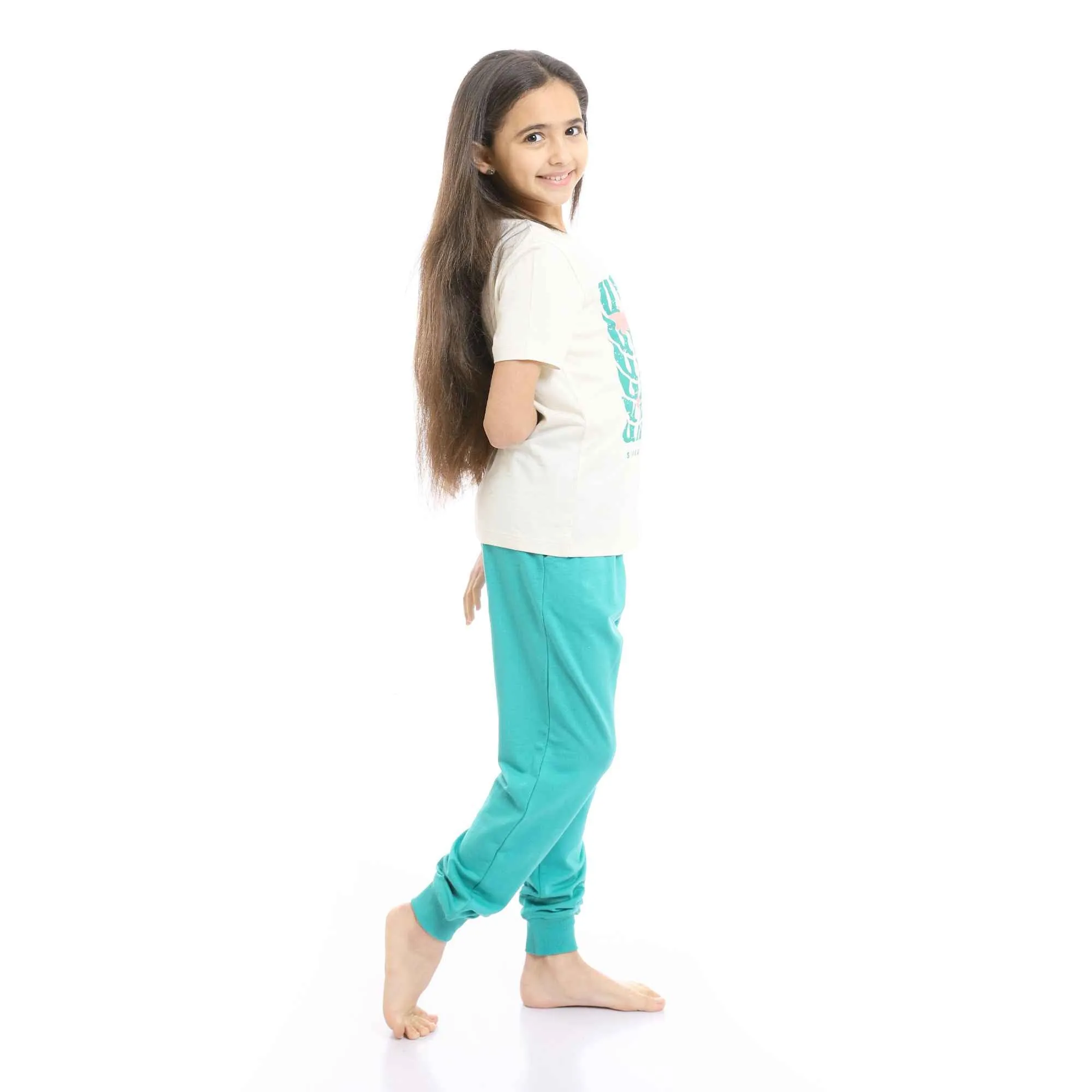 Girls Printed Unicorn Cotton Tee & Tiffany Pants Pajama Set