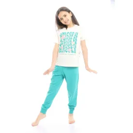 Girls Printed Unicorn Cotton Tee & Tiffany Pants Pajama Set