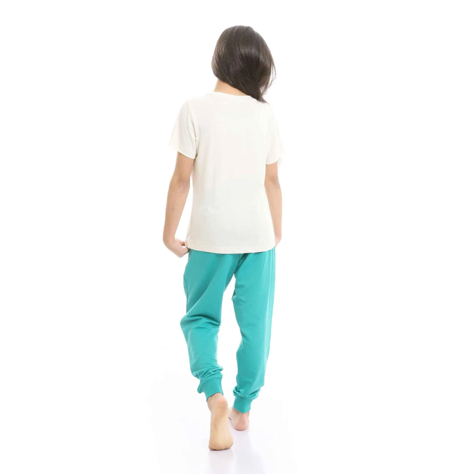 Girls Printed Unicorn Cotton Tee & Tiffany Pants Pajama Set