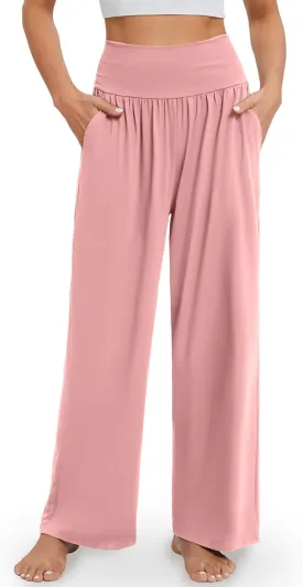 Gracyoga Wide Leg Yoga Pants for Women Casual Loose Cozy Sweatpants High Waisted Lounge Pajama Flowy Pants With Pockets