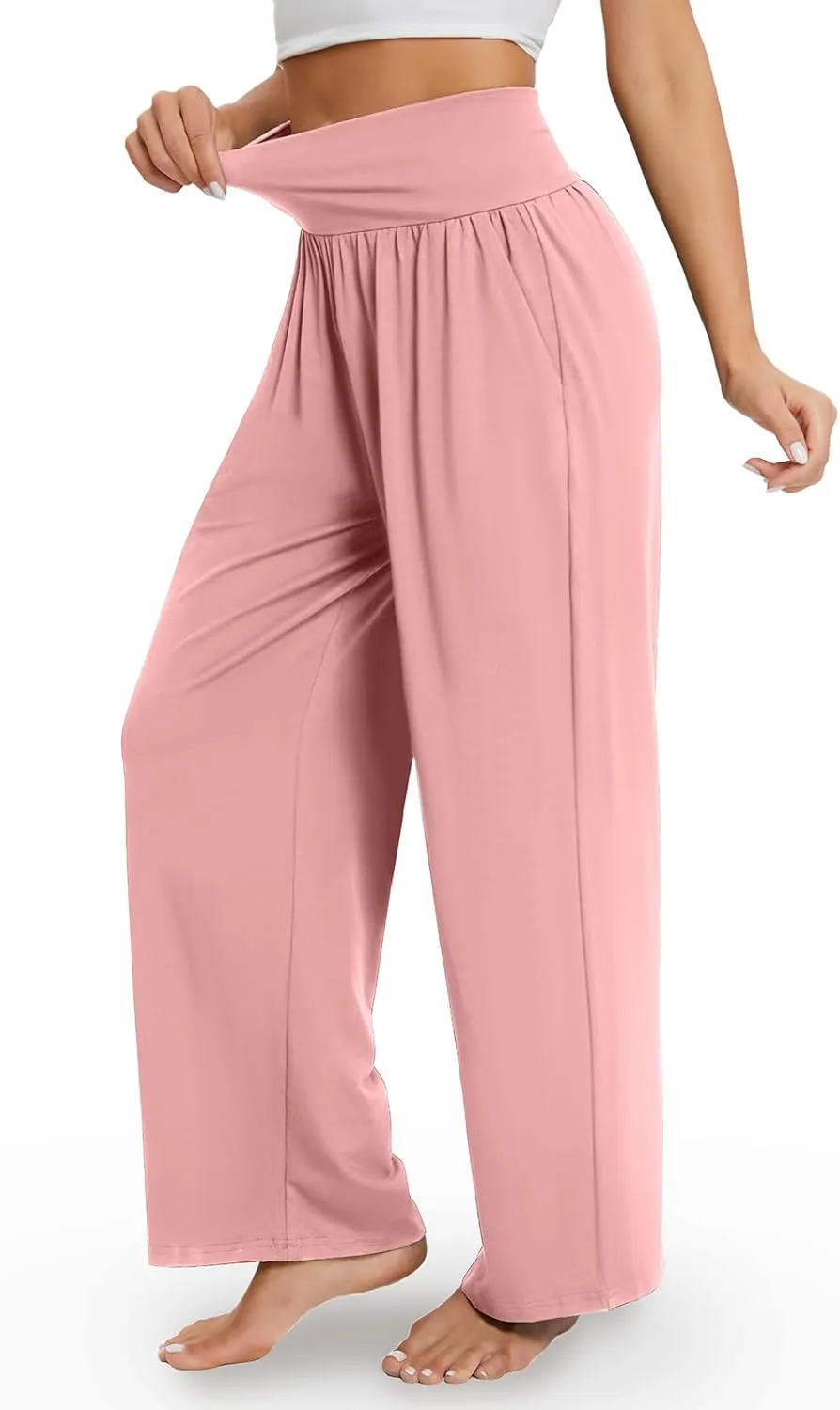 Gracyoga Wide Leg Yoga Pants for Women Casual Loose Cozy Sweatpants High Waisted Lounge Pajama Flowy Pants With Pockets