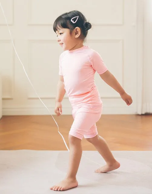 Ice Pink Bamboo Stitch Short Sleeve Pajamas