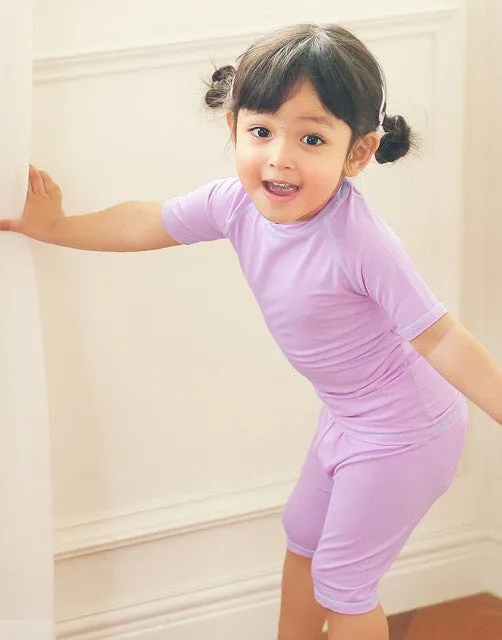 Ice Purple Bamboo Stitch Short Sleeve Pajamas