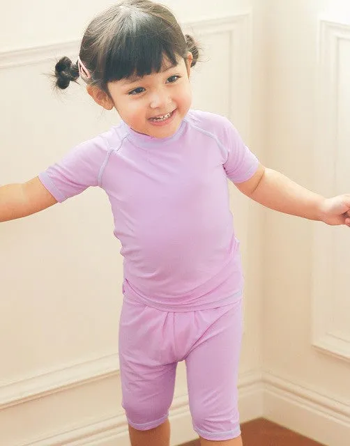 Ice Purple Bamboo Stitch Short Sleeve Pajamas