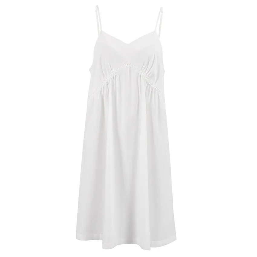 Joskaa pink dress Summer Suspenders White Nightdress Cotton Linen-like Pajamas Fashion Loose Casual Outerwear Home Wear for Women